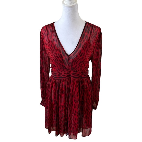 Michael Kors Women’s Long Sleeves V-Neck Dress Red/Black Size 6 - Picture 12 of 12